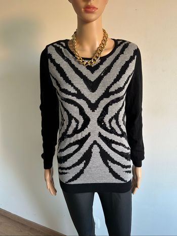 Pull noir et gris neuf avec sequins Morgan taille XS (valeur 45€)