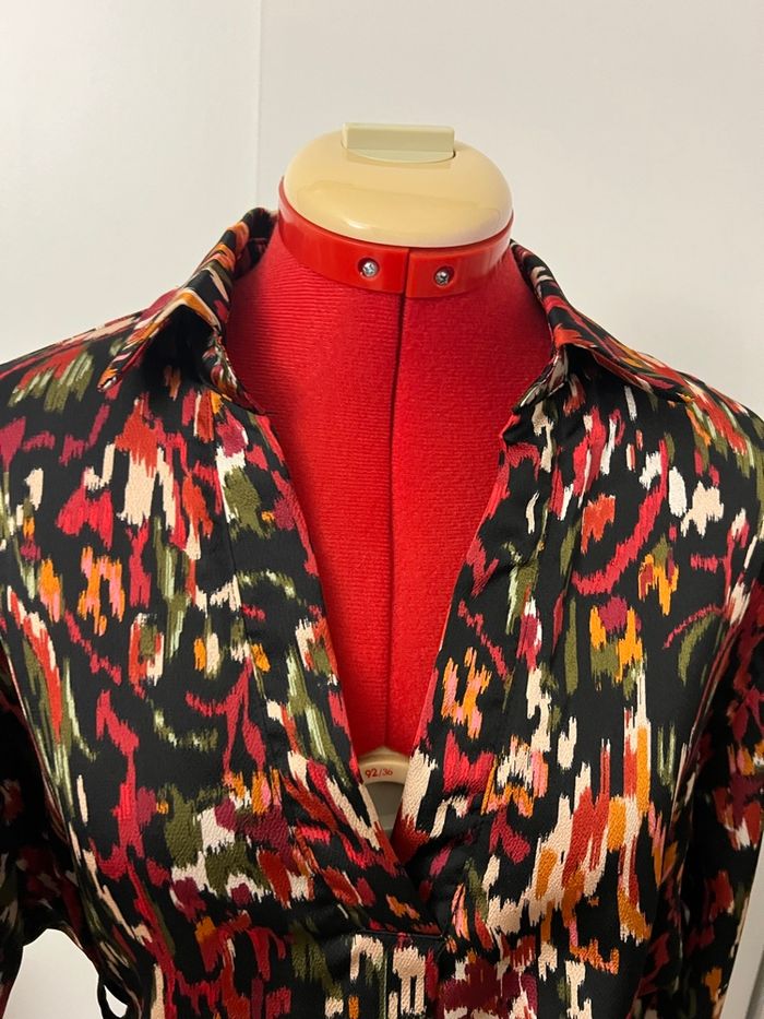 Robe satinée droite imprimée rose et noire Ikoone & Bianka - photo numéro 6
