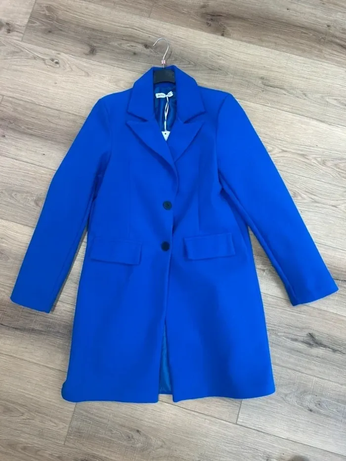 Manteau long femme bleu roi taille 42 taille XL neuf blouson femme automne hiver veste femme - photo numéro 2