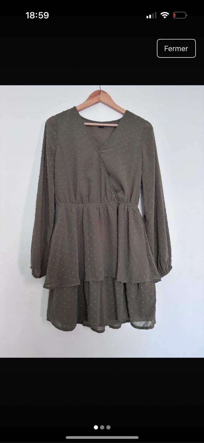 Robe verte kaki femme