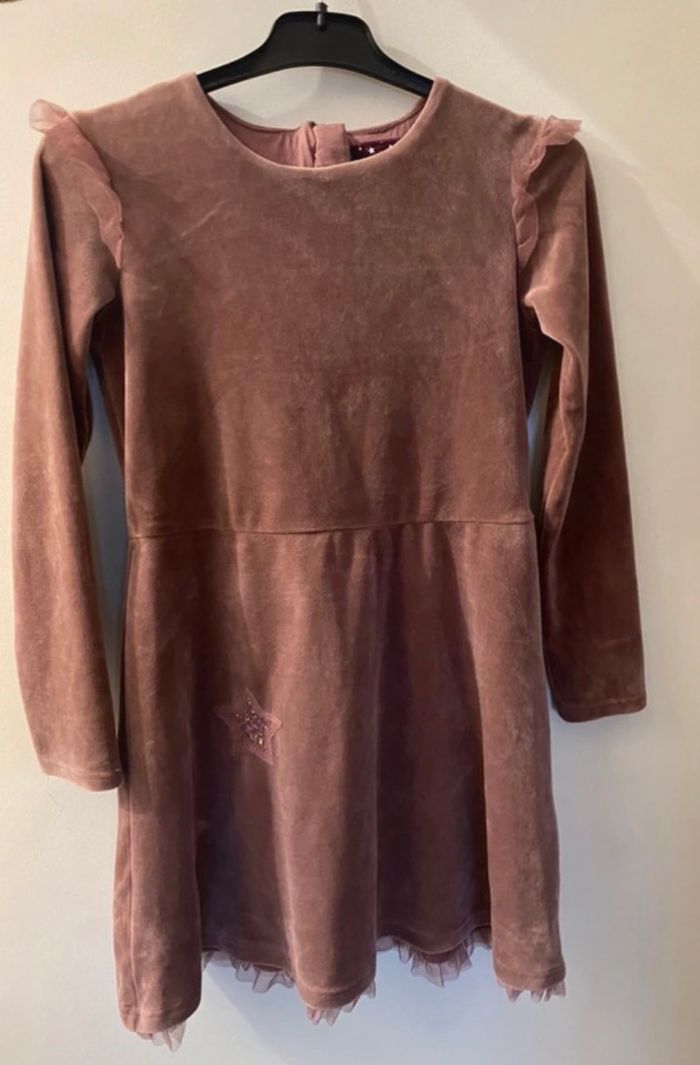 Robe mi-longue, marron rosé,doublée+ tulle