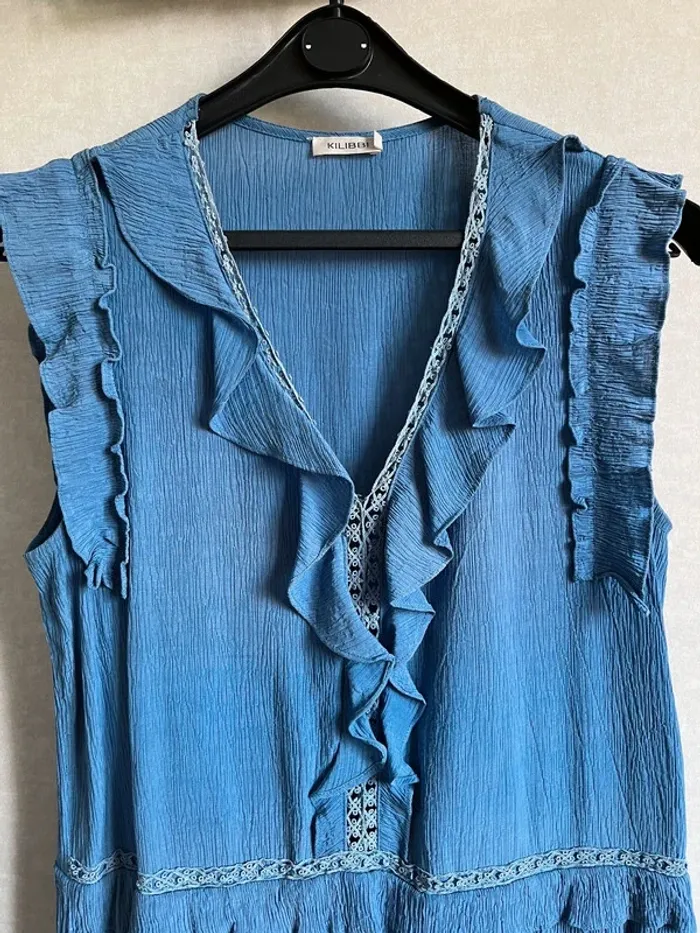 Robe Kilibbi bleue effet frippé - photo numéro 2