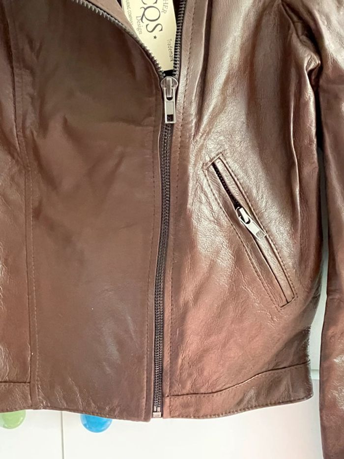 Veste asymétrique en cuir marron taille M Jacqs Leather - photo numéro 3