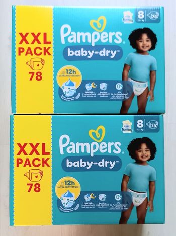 156 couches Pampers baby dry taille 8 (2 XXL Packs)