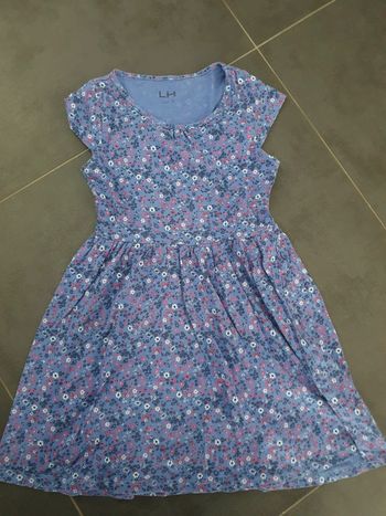 Robe bleue fleurie fille 8 ans