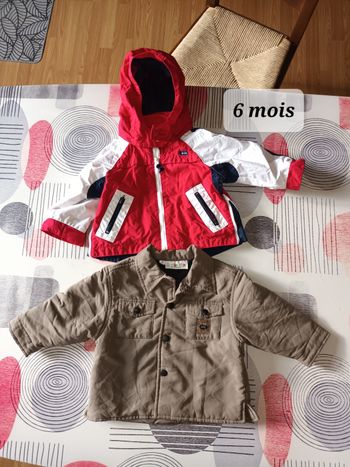 Lot 2 vestes légère Taille 6 mois