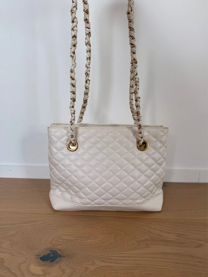 Sac blanc femme chaînes doré or matelassés blanc chaînes doré or zip bandoulière à main borsa - photo numéro 3