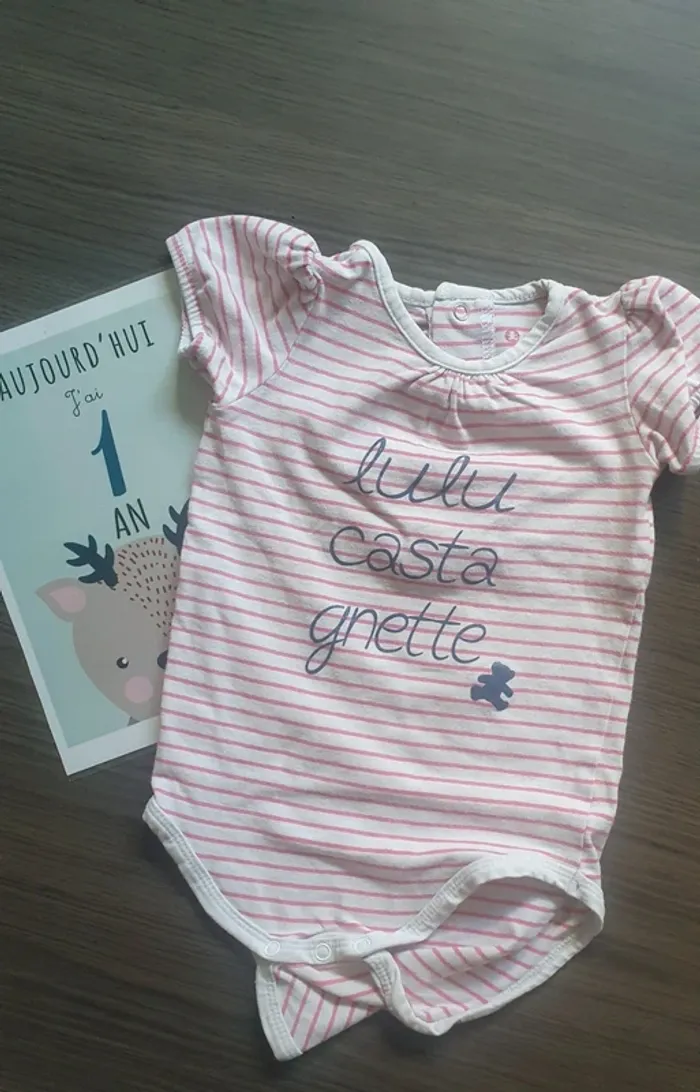 Lot 12 mois manche courte fille bodie Tee-shirt - photo numéro 9