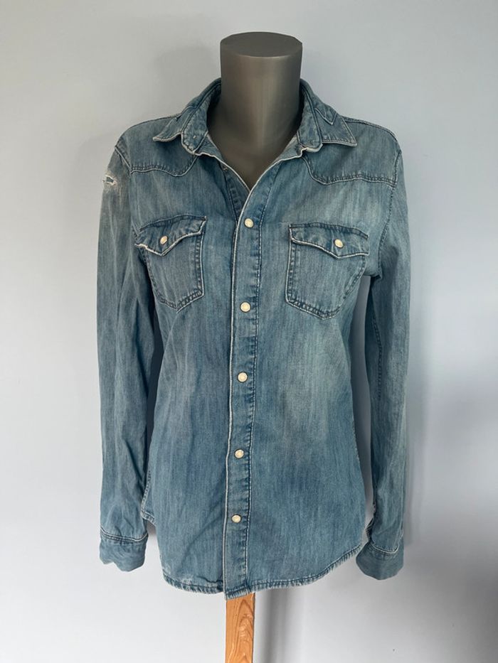 Chemise/veste en jean Sandro taille M effet usé