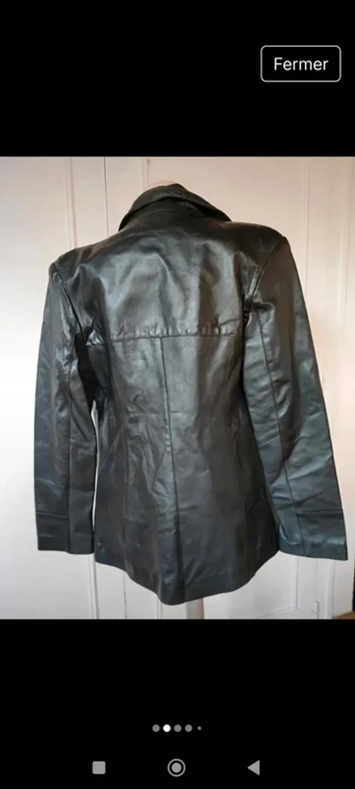 Veste cintrée en cuir d'agneau noir femme Navy Way t s 36 - photo numéro 9