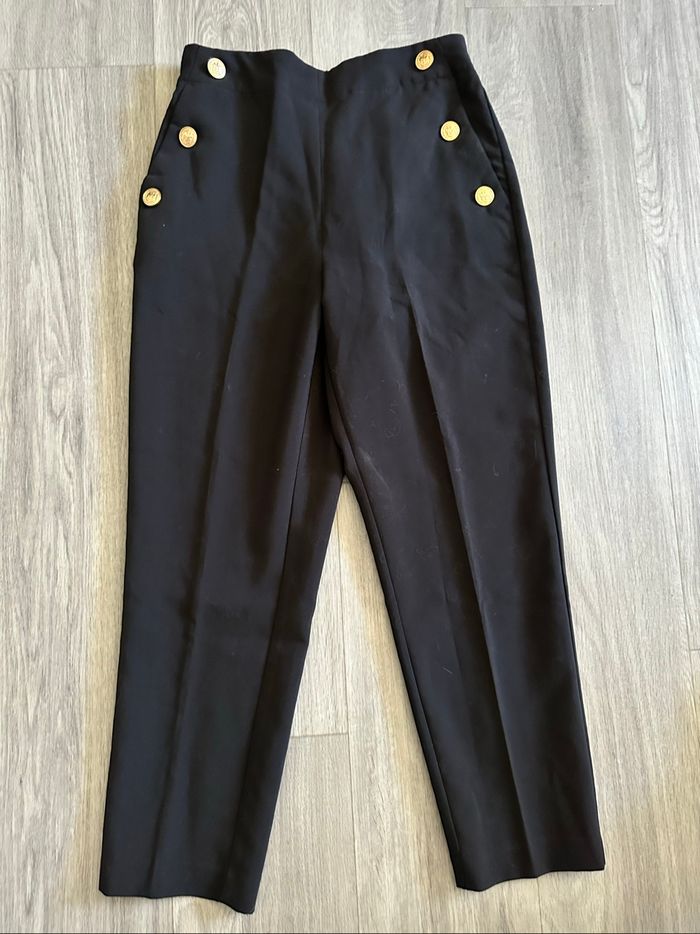 Pantalon taille haute noir et doré Zara T38 M