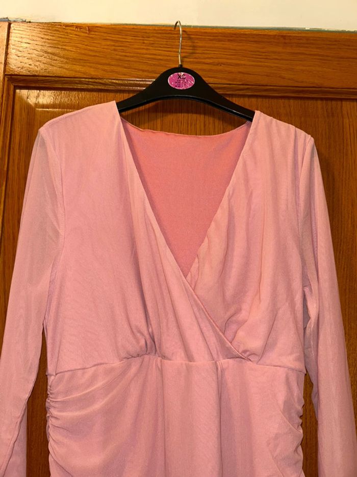Robe plissée de grossesse rose - photo numéro 3