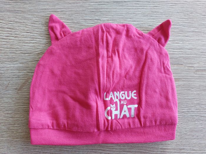 Bonnet bébé Langue au chat rose fuchsia - photo numéro 2