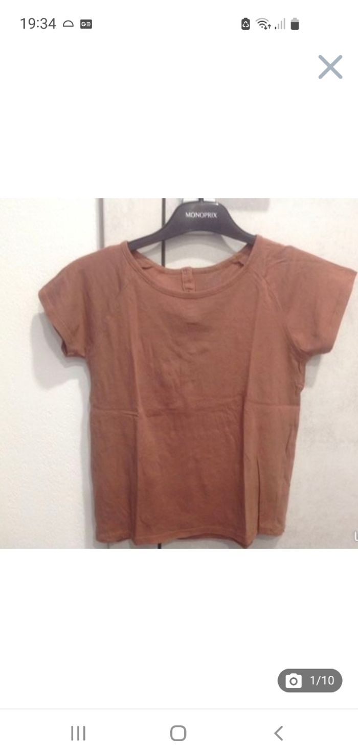 Tee-shirt manches courtes marron clair (praline) 12 ans Monoprix C.F.K