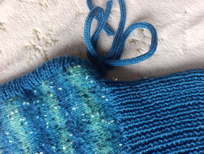 Cagoule femme hood Balaclava bleu pétrole uni et chiné neuf fait main - photo numéro 6