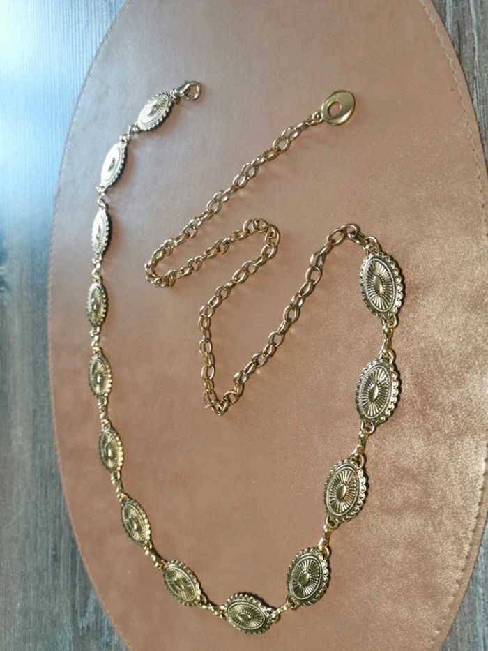 Ceinture femme métal petits ovales dorés