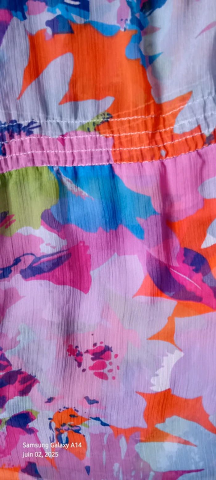 Robe tunique longue en voile motif floral coloré femme 44/46 yessica - photo numéro 18
