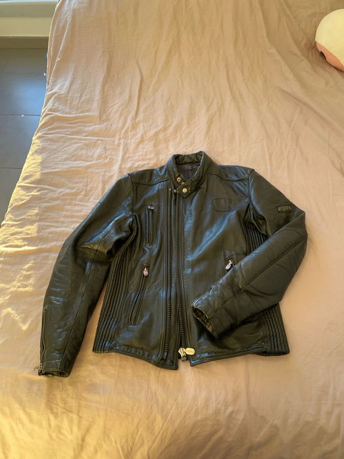 Veste motard Segura en cuir véritable femme taille M - photo numéro 6