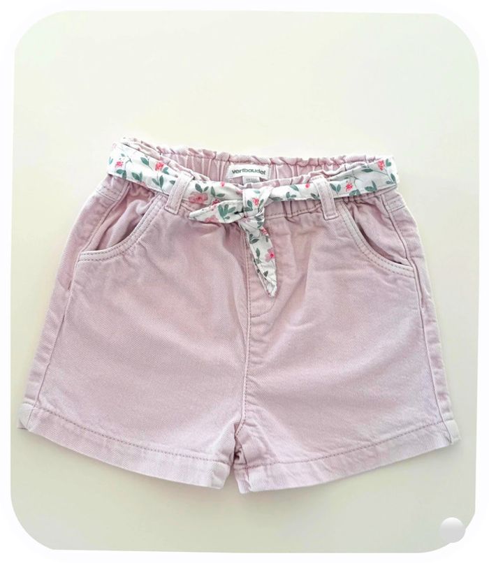 Verbaudet- Short en jean rose avec ruban Taille 3 ans