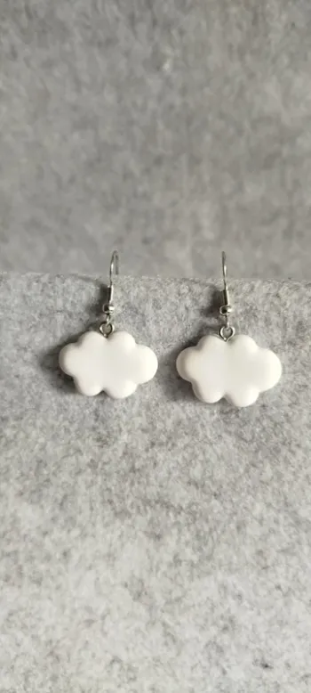 🍄 Boucles d’oreilles ▪ nuage blanc fantaisie