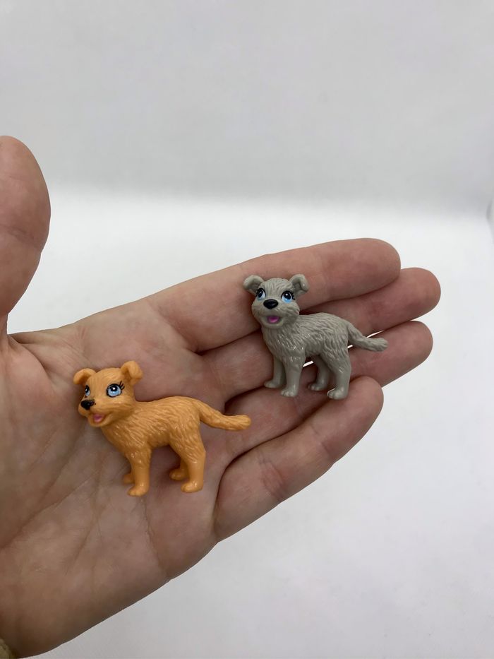 Lot 2 chiens chiots vintage Fischer Price Sweetstreets gris marron yeux bleus