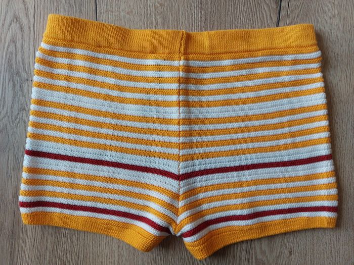 Short Undiz maille rayures jaune blanc bordeaux taille L - photo numéro 2