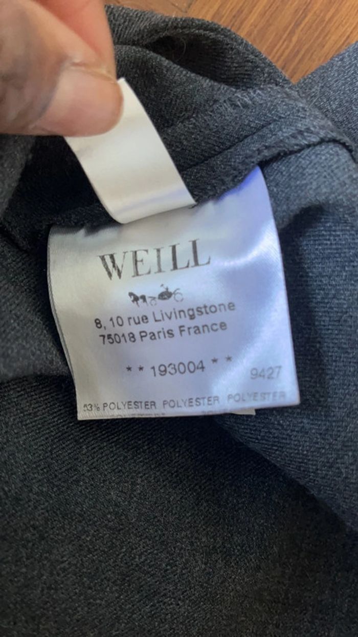 Pantalon droit a pince gris à bandes latérales rouges Weill - photo numéro 7