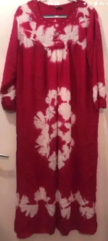 Robe longue orientale été zouk orientale demie manche rouge Bordeaux blanc taille L