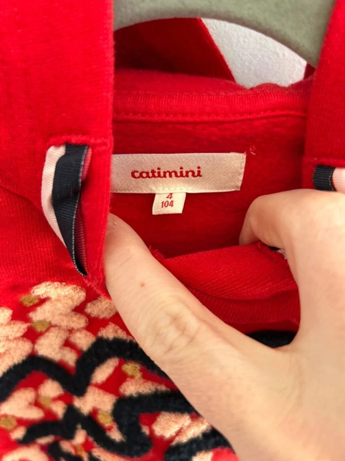 Sweat rouge à capuche / catimini - 4 ans - photo numéro 4