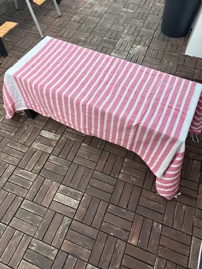 lot de 2 fouta serviette de plage rose 85 x 170 cm - photo numéro 3