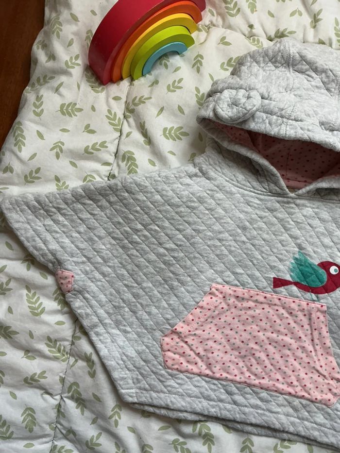 Poncho à capuche gris poche devant boîte à malices 18 mois - photo numéro 5