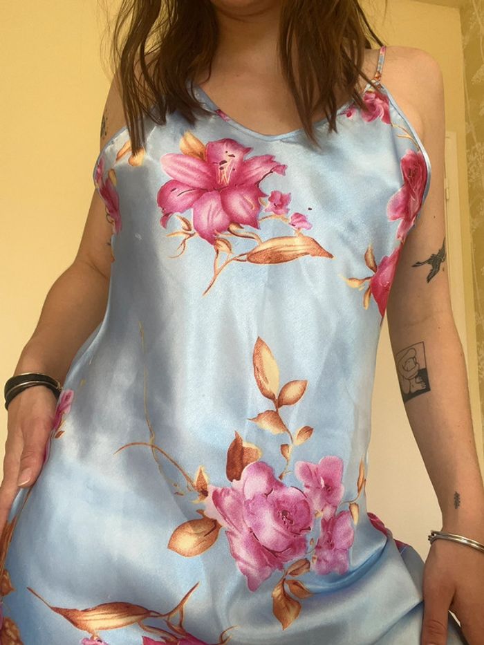 Nuisette lingerie- robe légère effet satin - imprimé floral- summer dress - photo numéro 5