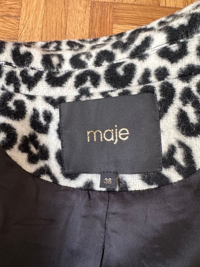 Manteau Maje taille 36 motifs léopard noir et blanc cassé - photo numéro 6