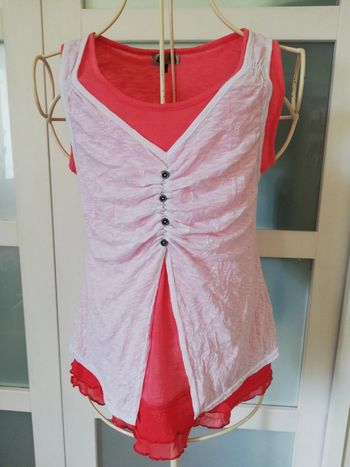 Double top orange et blanc Woman T38