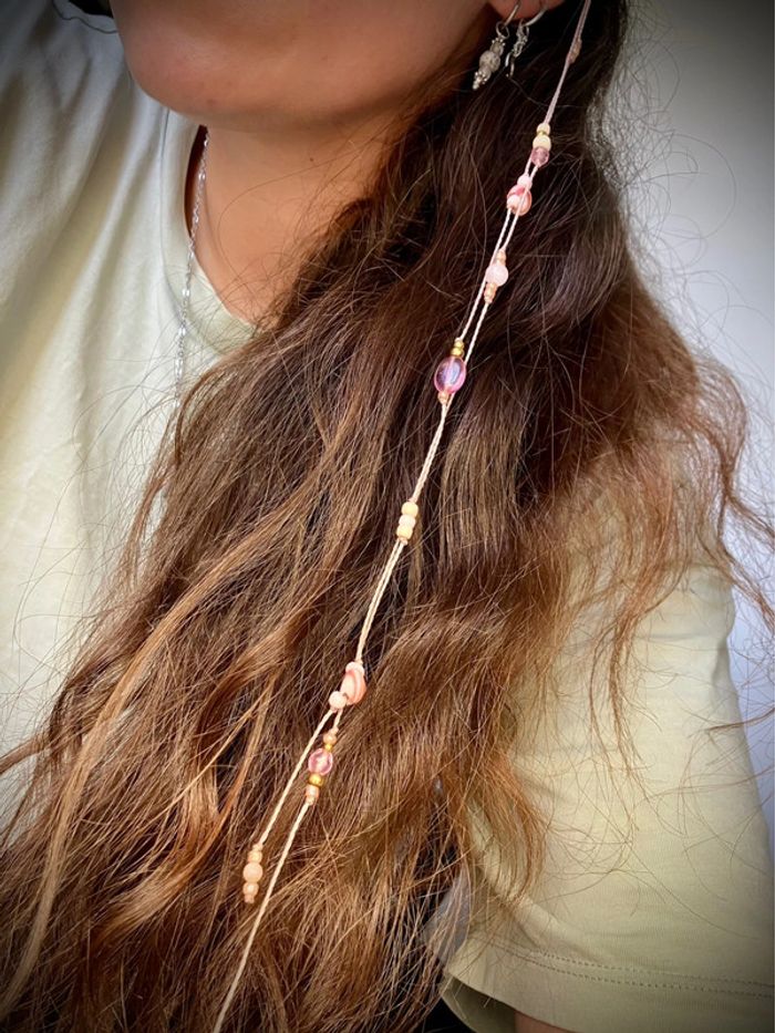 Bijou de cheveux - ateba - macramé pierre de Lune et Quartz - photo numéro 4