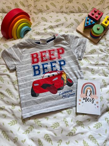 teeshirt manches courtes cars disney 12 mois