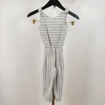Combinaison rayée fille neuve 5 ans (110 cm) Zara Girls bretelles nouées coton léger été A1241