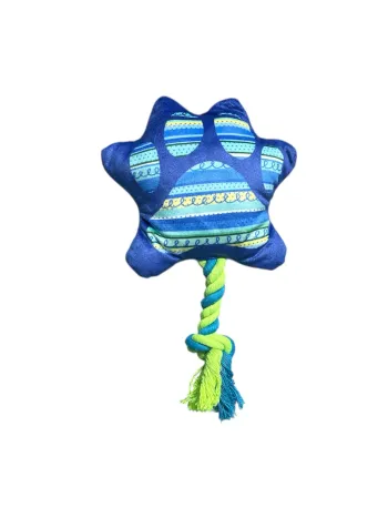 Jouet peluche bleue pour chien avec corde et couineur Neuf