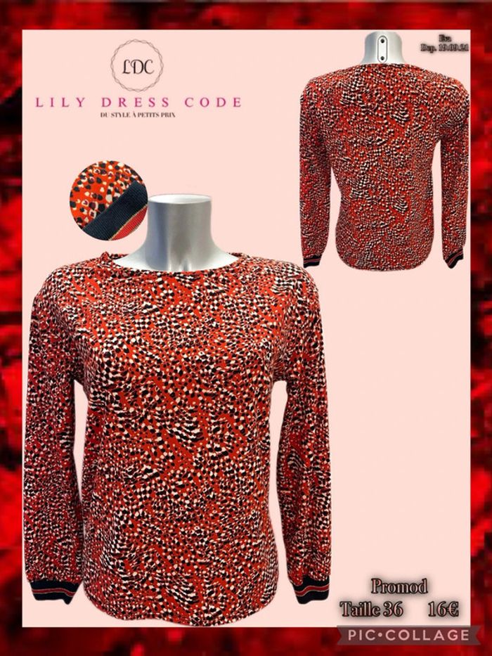 🔴 Blouse imprimée abstrait Promod – Taille 36 SOLDÉ -90% 🔴