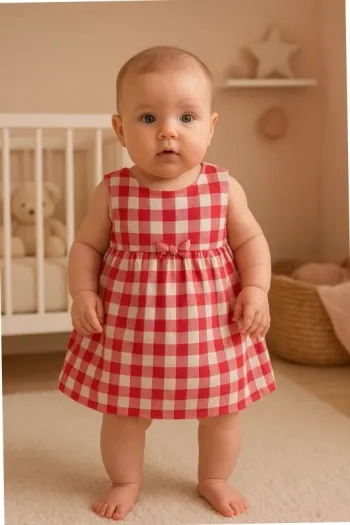 Jolie robe 6 mois vichy rouge