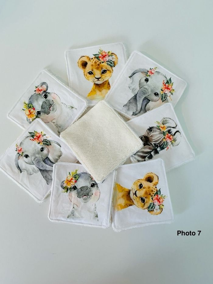 Lingettes lavables X8. Coton/éponge. Safari - photo numéro 2