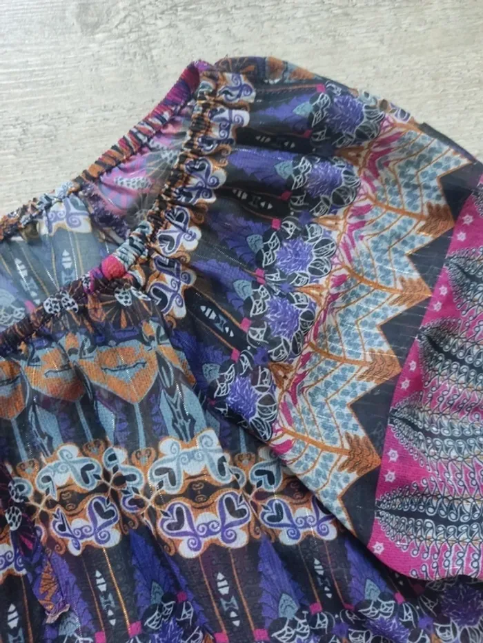 Blouse manches longues et ouvertes motifs graphiques violets et multicolores taille 38 Morgan - photo numéro 8