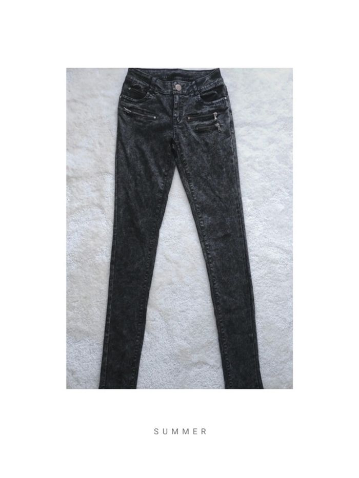 Jean Girl Vivi S gris noir skinny stretch