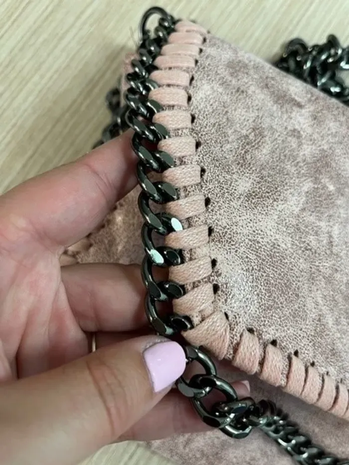 Sac à main bandoulière / pochette rose métallique - photo numéro 5