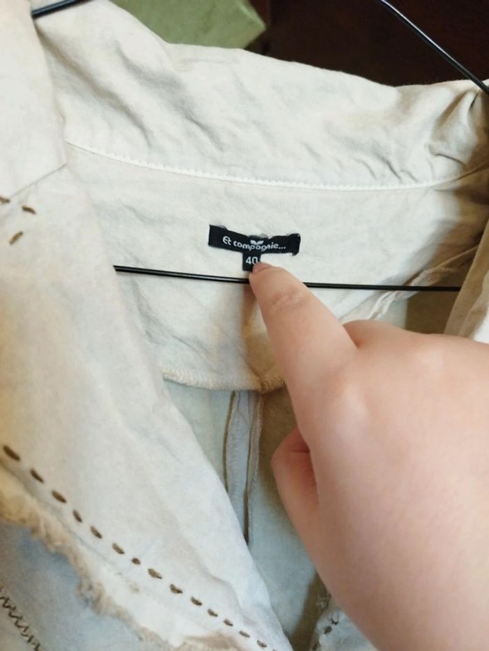 Veste beige patchwork vintage y2k L/40 blazer - photo numéro 5
