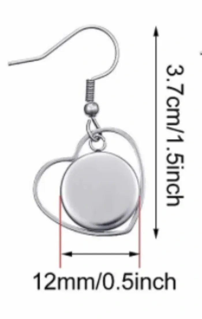 Boucles d'oreilles Pendantes Cœur Argenté avec Cabochon en Verre de 12 mm, en Acier Inoxydable - photo numéro 6