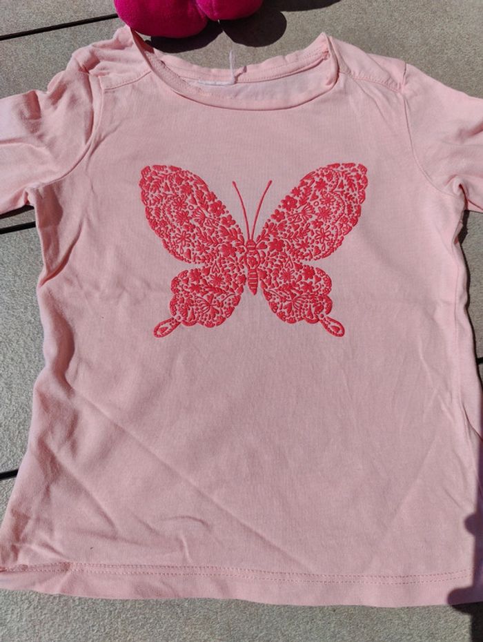 Tee shirt ml fille rose 18 mois - photo numéro 3