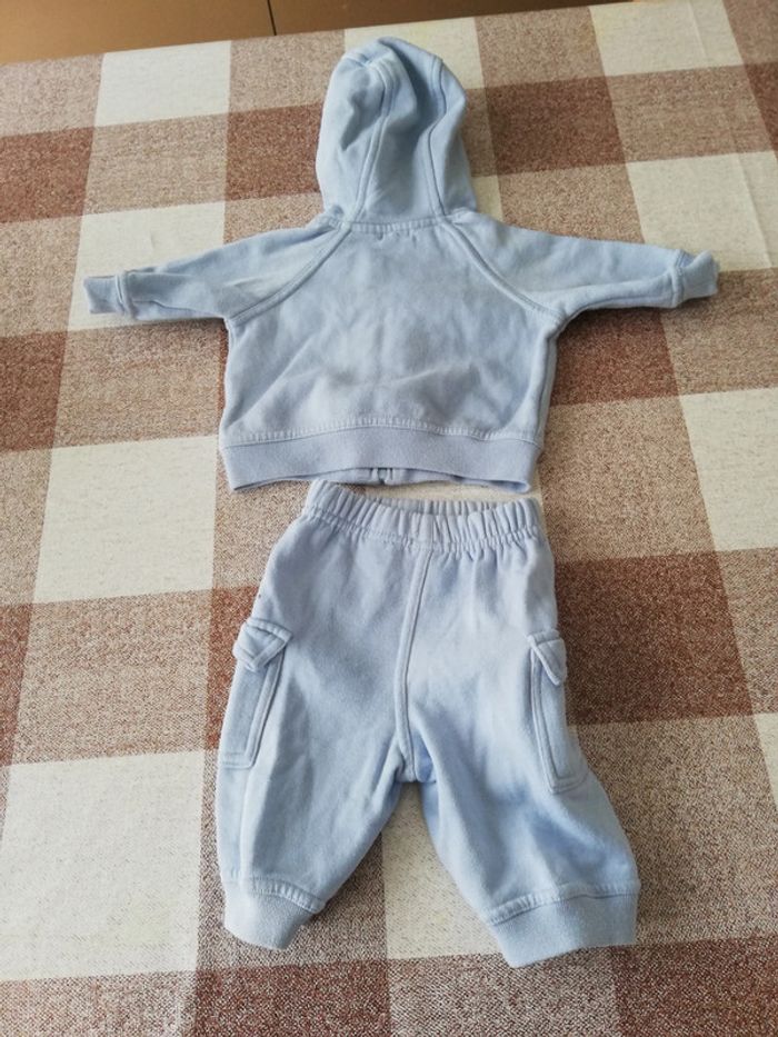 Jogging sweat à capuche zip et pantalon bleu 1 mois - photo numéro 4
