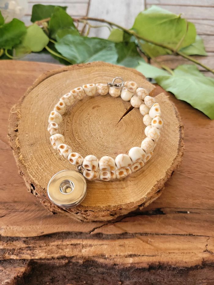 Bracelet chunk mémoire tête de mort pour bouton pression