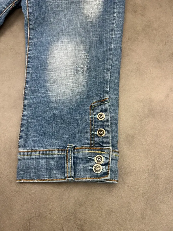 Pantacourt denim en jeans Vintage à motifs brodé Y2k 00’s Taille 42 - photo numéro 8
